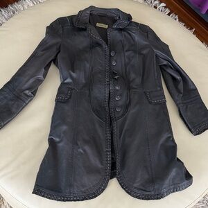 Women's Dark Gray Leather Jacket